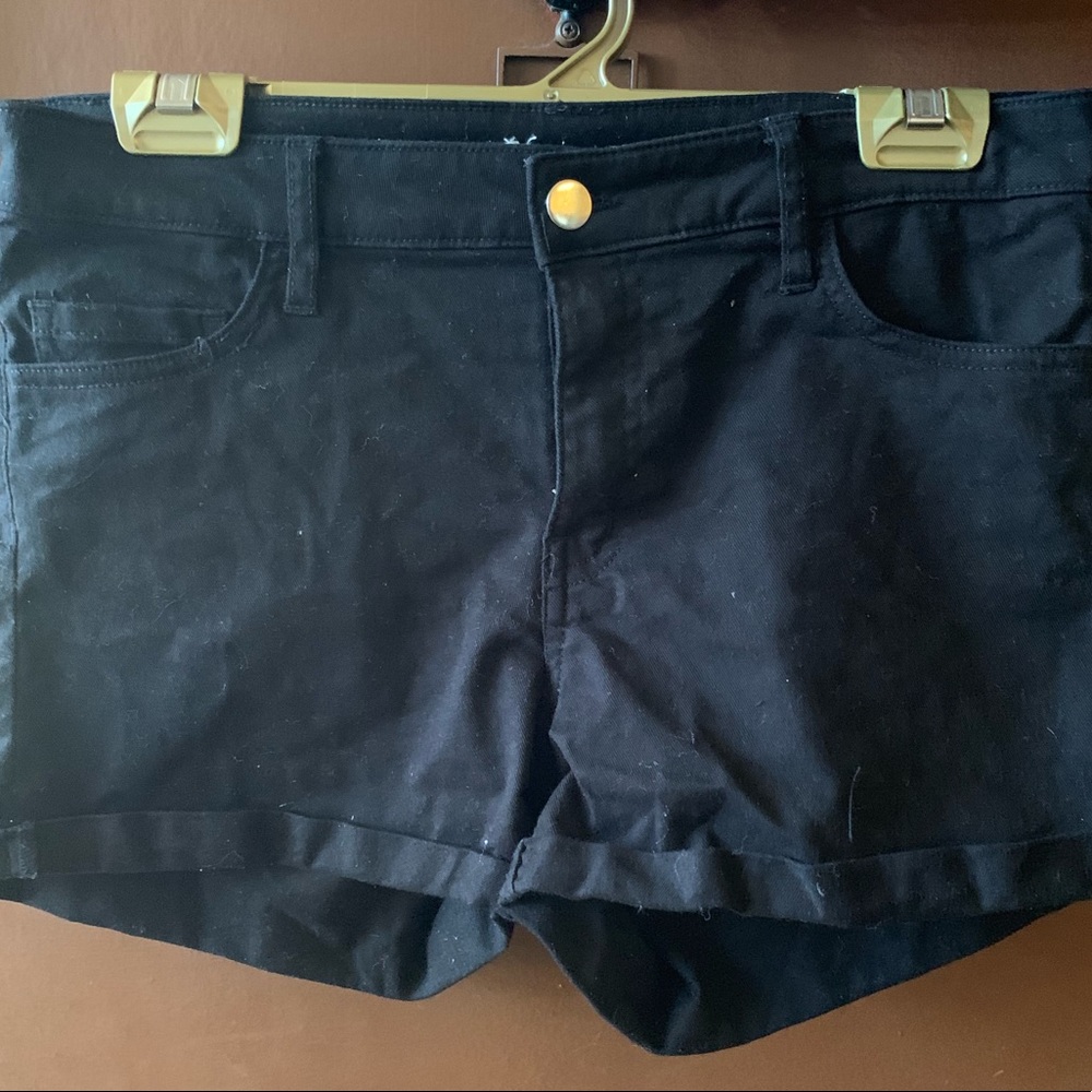 black high rise midi shorts